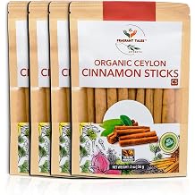 Premium Organic Ceylon Cinnamon Sticks - 8 oz 228g,4 PACK, 4" Cut 40 to 45 Sticks, True Ceylon, USDA Certified, Non-GMO, Gluten-Free, Pure Sri Lankan Cinnamon for Cooking & Baking