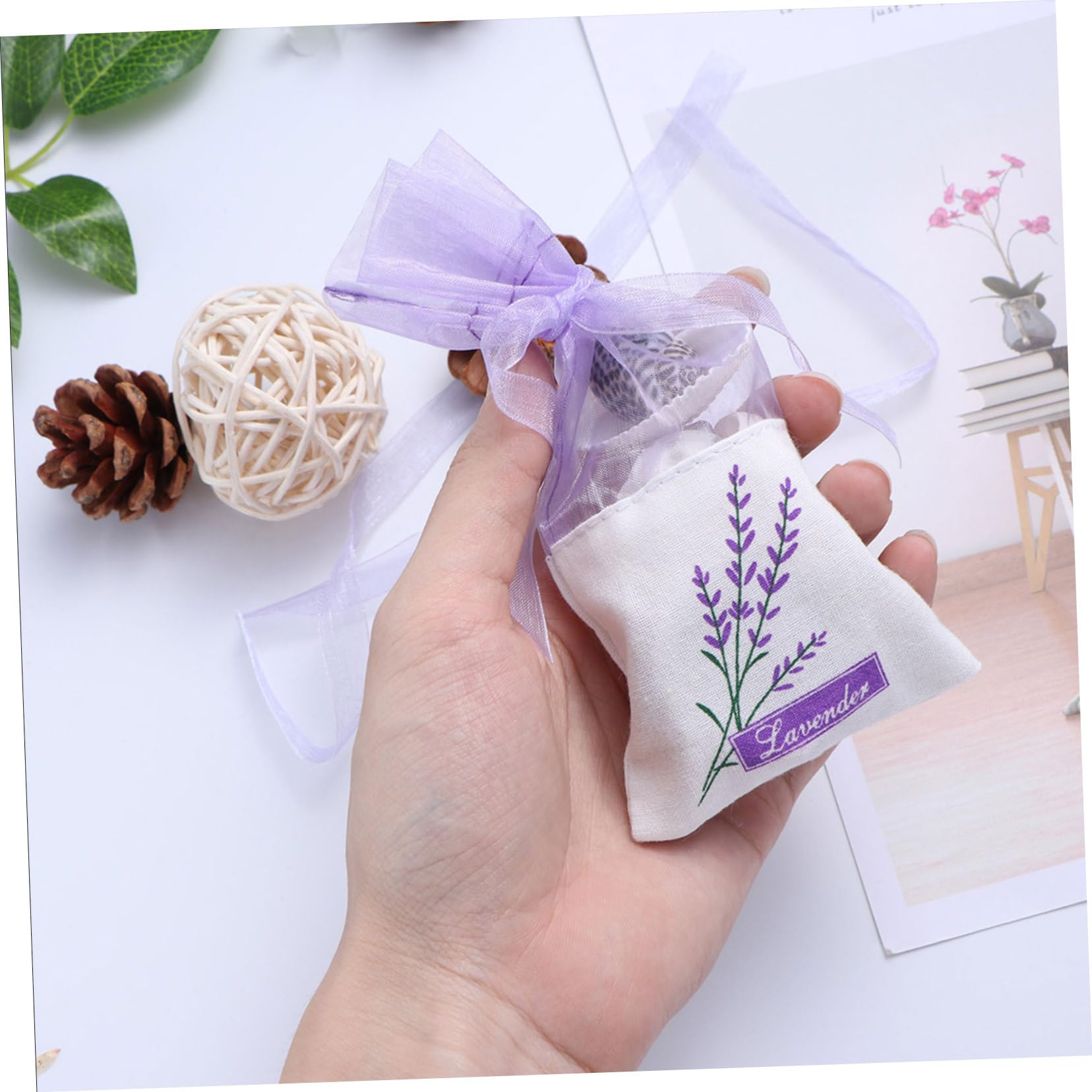 Healeved 3 Sets Lavendelsäckchen mit Kordelzug Blumenmuster für Hochzeitsbevorzugungen Süßigkeiten Teebeutel Beutel Stück * 3