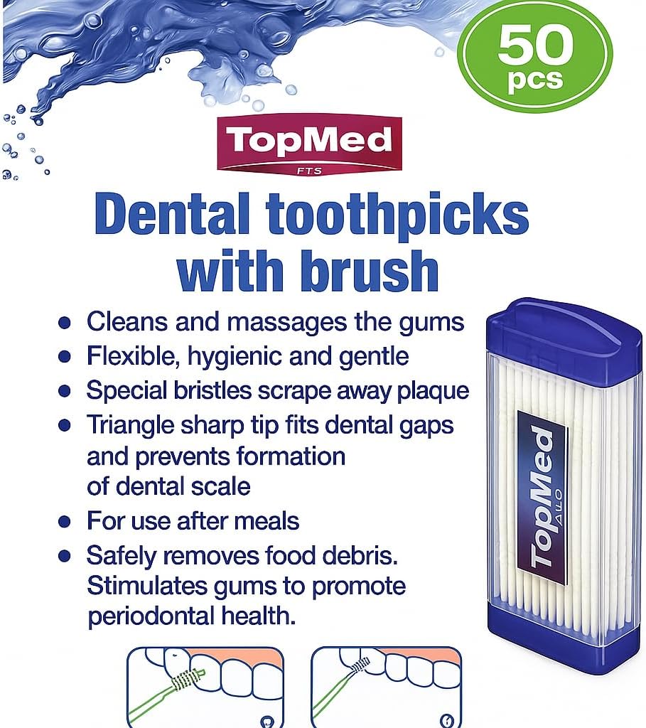 Oral Care Dental Brush Teeth Pick Plastic Teeth Floss Toothpick with a Mirror 200 Count (4 Box X 50 Units) Color May Vary