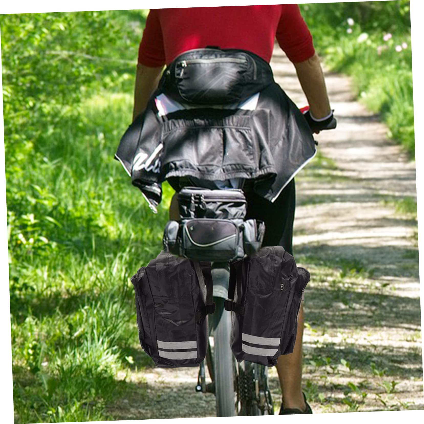 TOYANDONA Borsa Posteriore per Portapacchi Bici, Capiente, Pvc, Nero