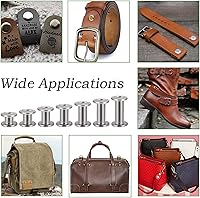 Vista 3 de Juego de 90 tornillos de acero inoxidable 304 Chicago de cuero, 7 tamaños de remaches de tornillo de cuero para manualidades, ropa, zapatos