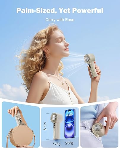 Miniatura 5 de AMACOOL Ventilador de mano con enfriador de hielo, mini ventilador portátil recargable, refrigeración de 18 horas, velocidad ajustable de 0 a 100,