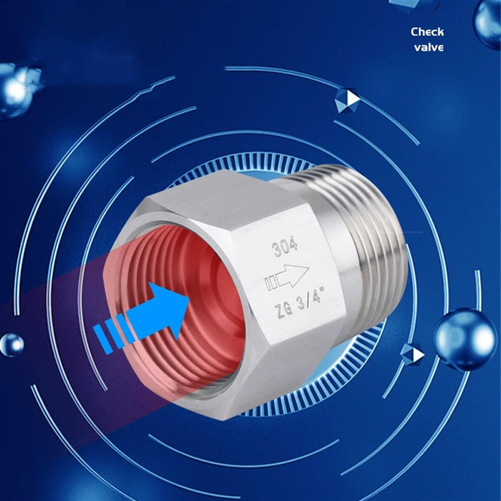 Válvula de retención BSPT hembra macho 304 de acero inoxidable unidireccional de alta presión (ZG3l4 macho a macho)
