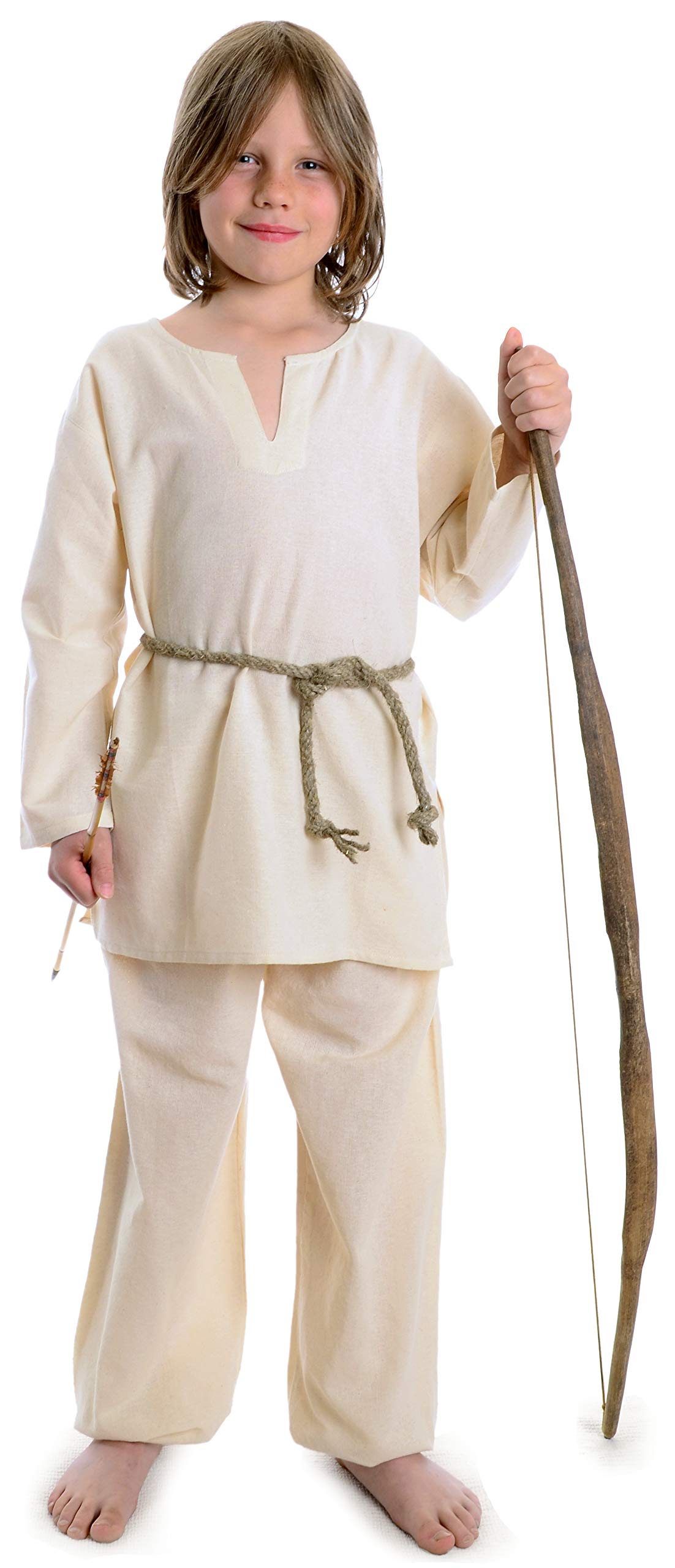 Hemad Beige Kids Medieval Tunic L/Xl - Pure Cotton - Children Clothing