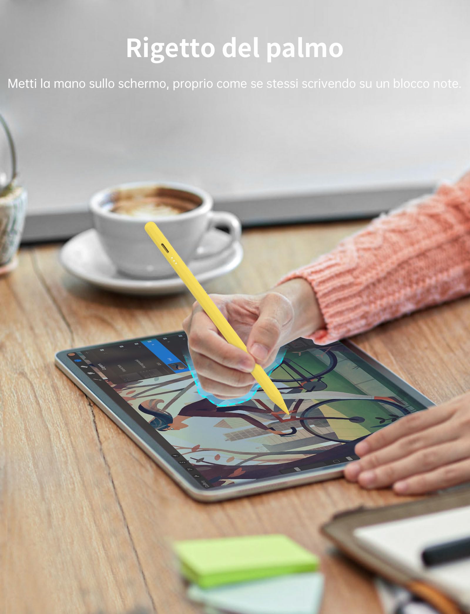 MEKO Penna iPad 13 Minuti di Ricarica Rapida Pencil con Rifiuto del Palmo, Sensibilità di Inclinazione per iPad 6-11ª, Air 3-5ª/M2/M3, Mini 5/6ª, Pro 11"/12.9"(3-6ª)/13" M4