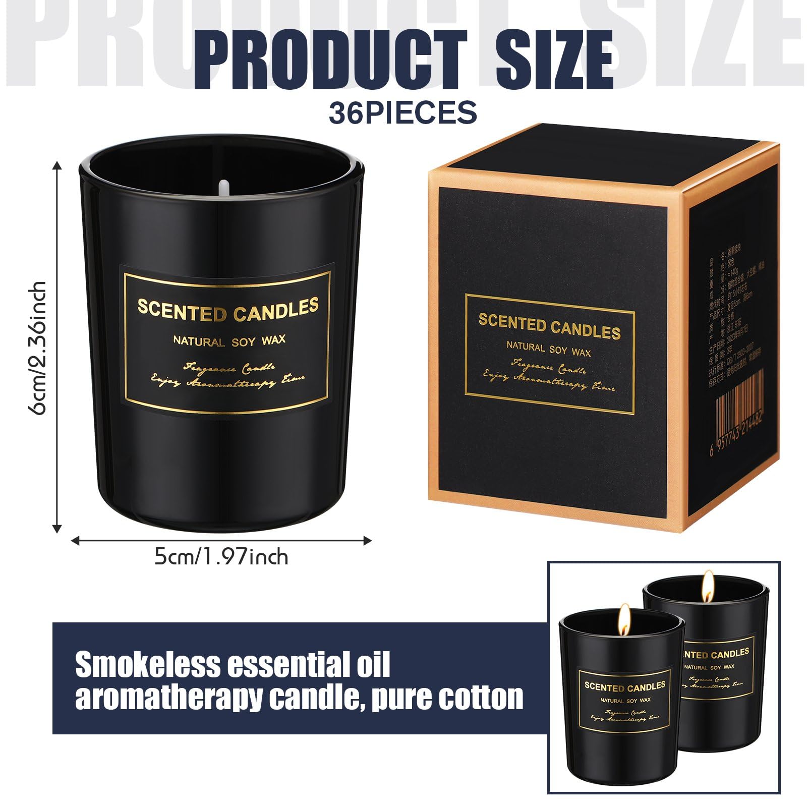 MTLEE Set regalo da 36 candele profumate per la casa, candele profumate per aromaterapia a lunga durata, per compleanno, insegnante, Ringraziamento, anniversario (stile floreale)