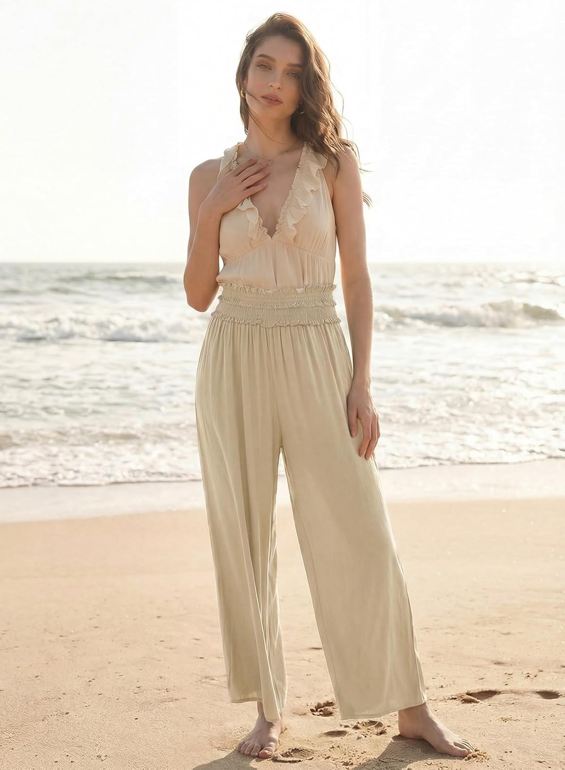 EVALESS Womens Palazzo Pants Summer Boho Wide Leg High Waisted Casual Lounge Flowy Pant 2026 Beach Travel Vacation Outfits - Image 6