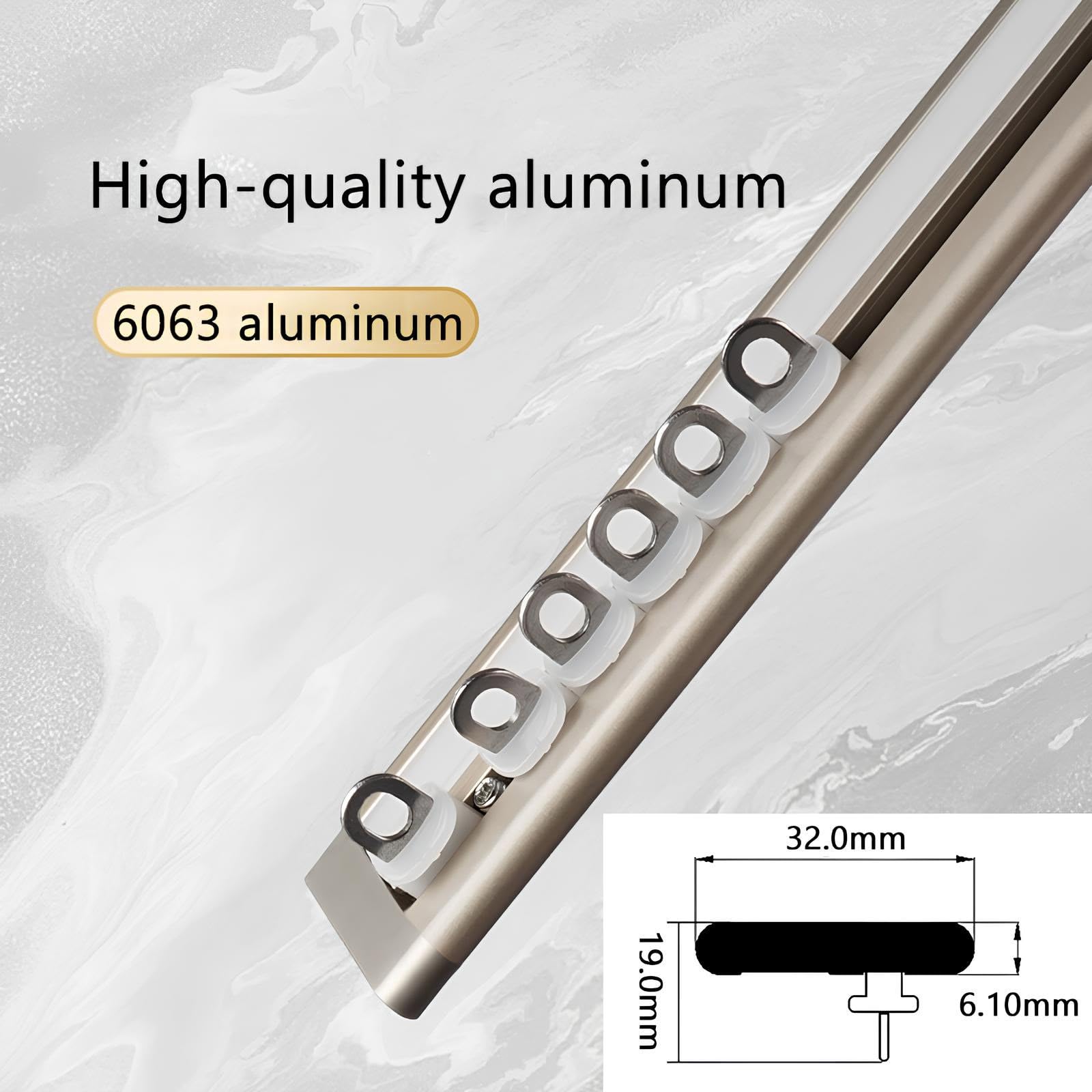 Ultradünne Aluminium-Deckenschiene – leise Gleitschiene für Raumteiler, Duschen, Erkerfenster und Wohnmobile, verstellbar 0,4–6,0 m (Champagner, 330 cm / 10.8ft)