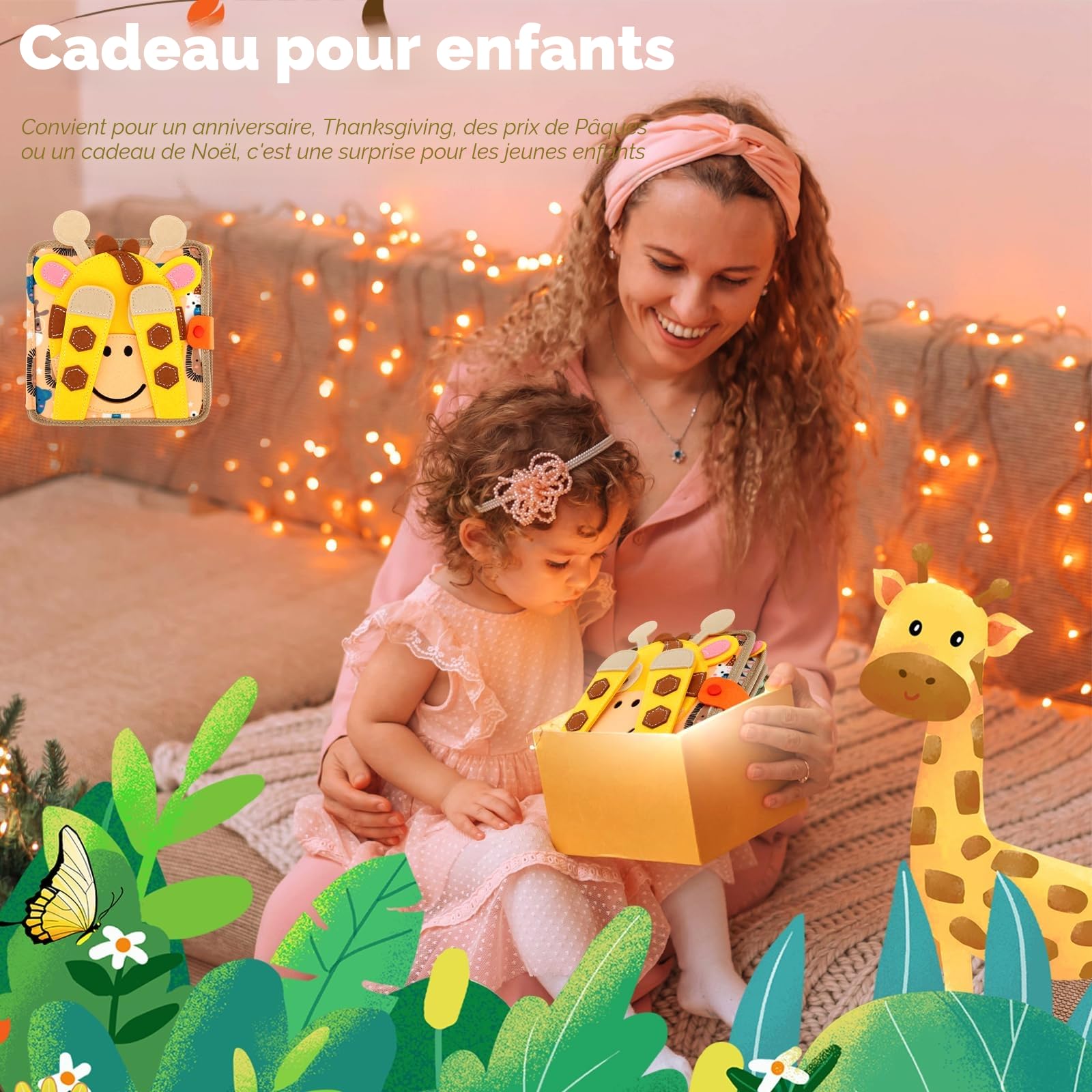 Planche d'activité Montessori en feutre souple - Jouet sensoriel pour bébé Activités dès 1 an