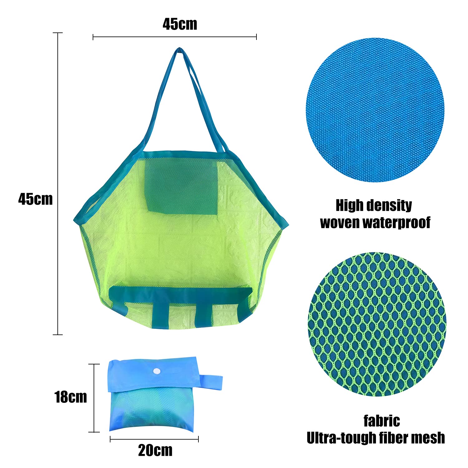 LEMAXELERS XXL Sac à Jouets De Plage Réutilisable Sac à Jouets En