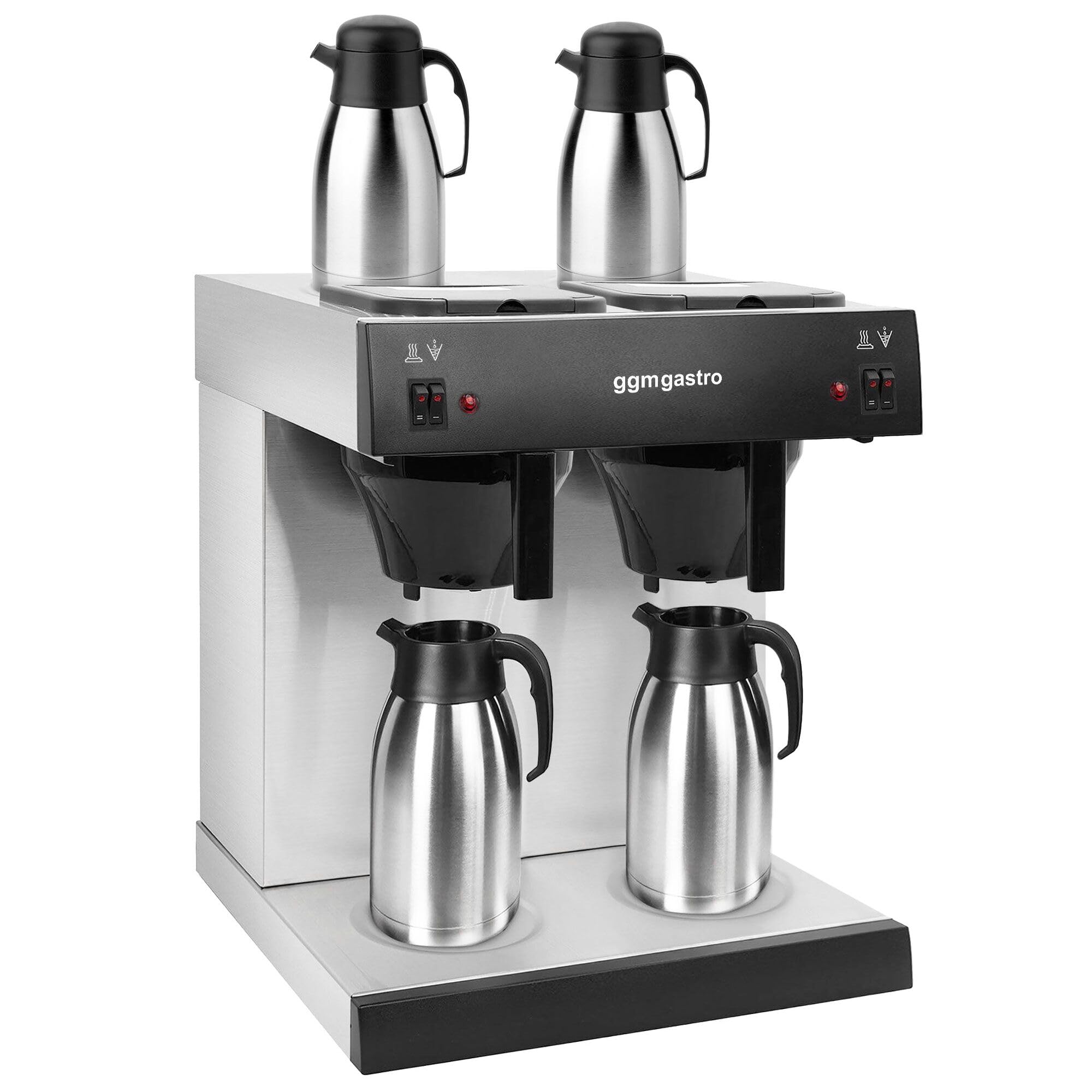 GGM Gastro Filterkaffeemaschine 2x2L 2,8 kW | Ideal für den Dauereinsatz, hochwertige Edelstahlverarbeitung, zeitsparende Reinigung, integrierter Überhitzungsschutz