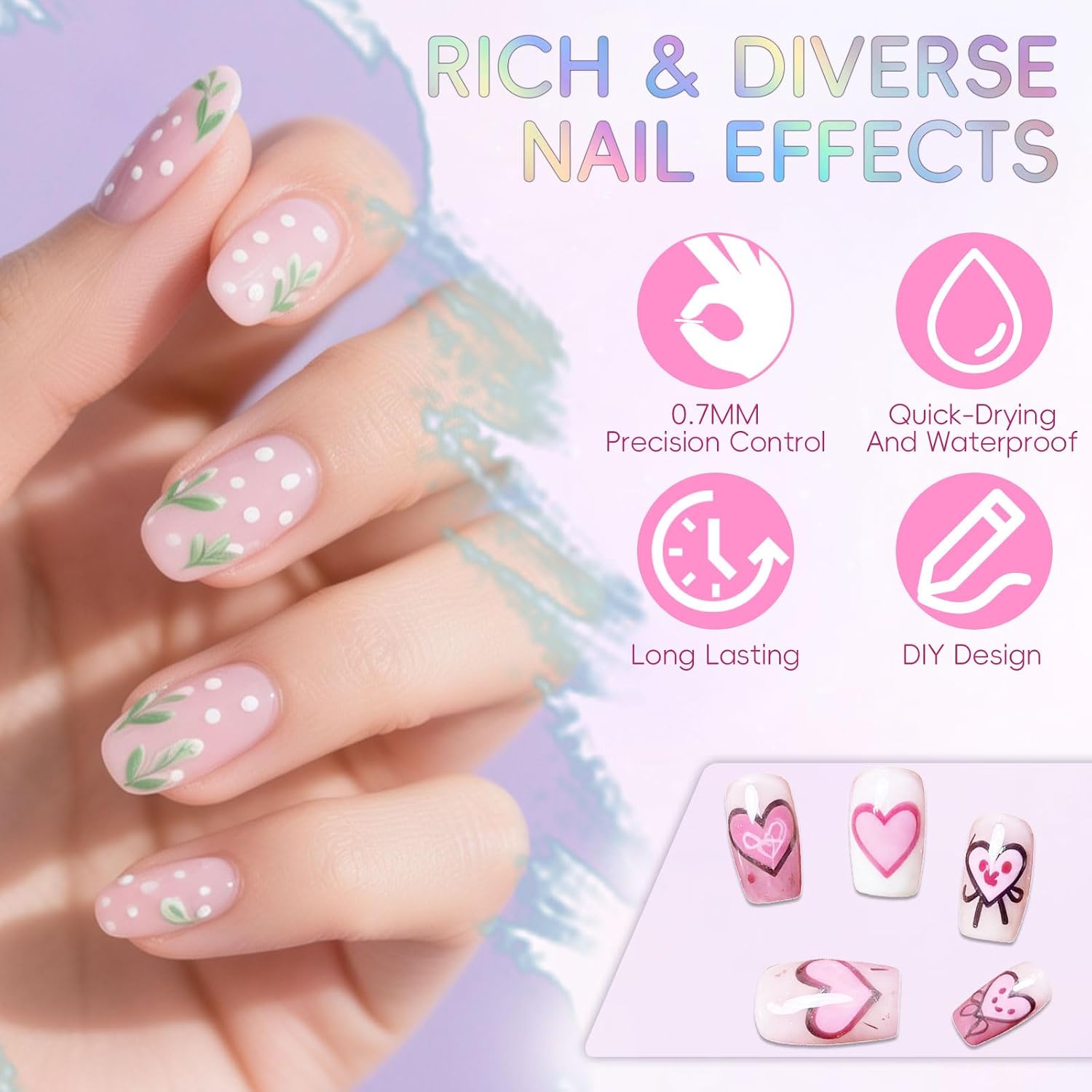 0.7mm Nail Art Pens Set 12 Colors Nail Art Markers for DIY Painting Nails, Drawing, Dotting & Liner Designs, Nail Pens for Adults & Teens Nail Art, Home Salon Beauty Manicure Tools, 2026 New