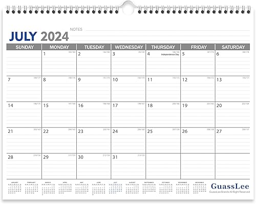 GuassLee Calendario de pared 2024-2025, calendario colgante de 18 meses de enero de 2024 a junio de 2025, 14.5 x 11 pulgadas, con notas para una