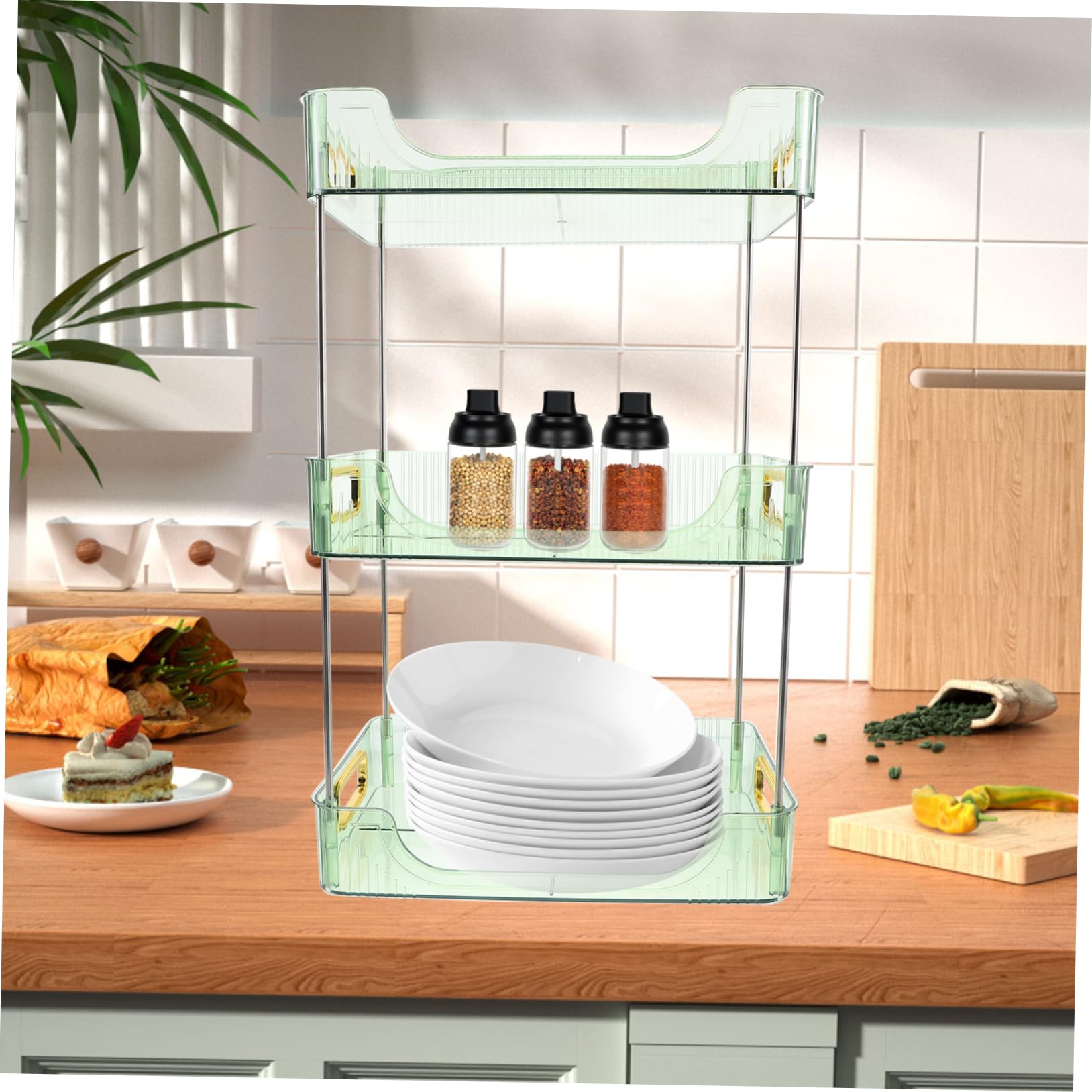 Badezimmer- -organizer Gestuftes Lagerregal Schreibtisch-make-up-sparregal Einfach Zu Montieren für Küche Badezimmer Bastelraum