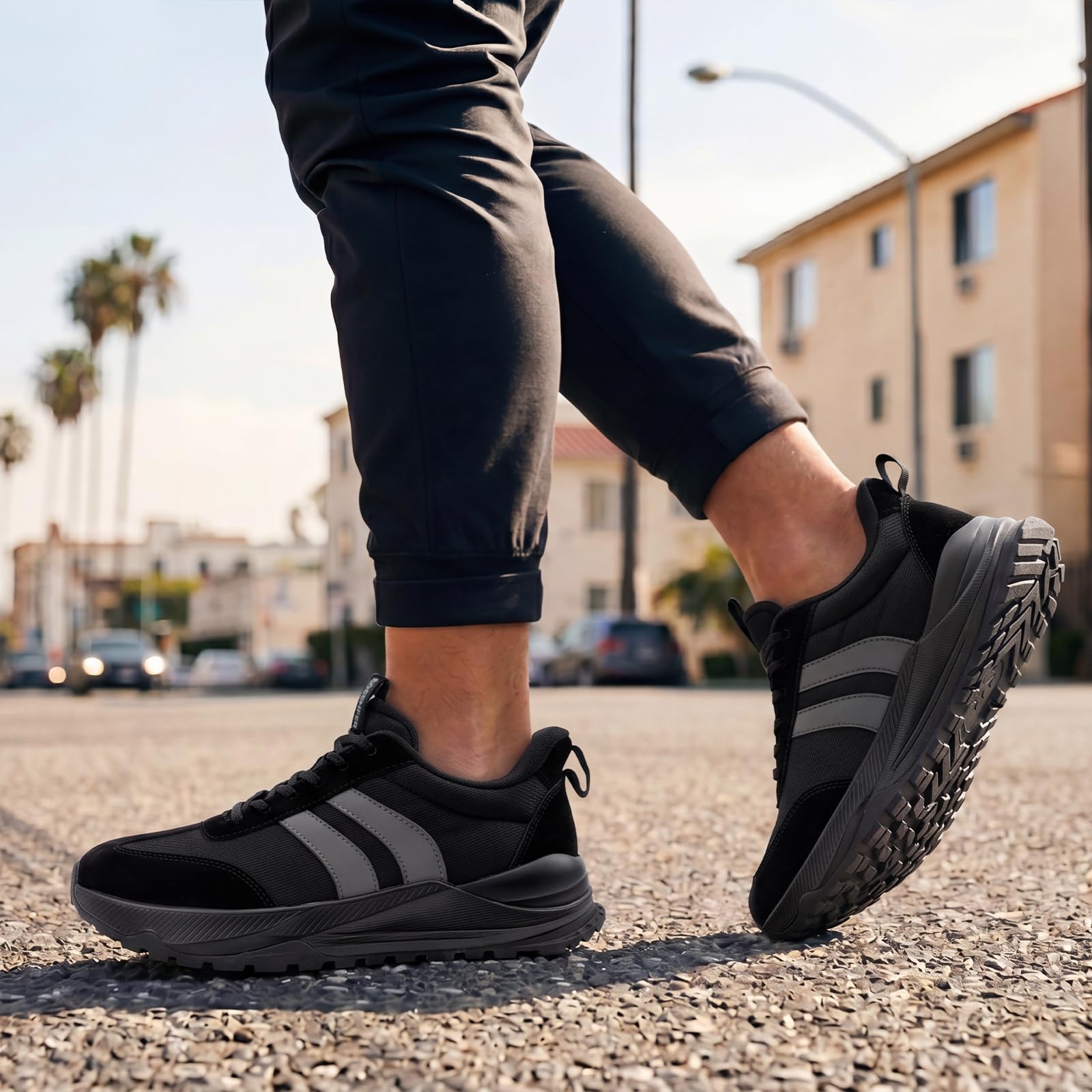 Sosenfer Męskie szerokie buty typu sneaker, szerokie noski, amortyzacja, buty sportowe, oddychające, siateczkowe, lekkie, antypoślizgowe buty do chodzenia dla szerokich stóp