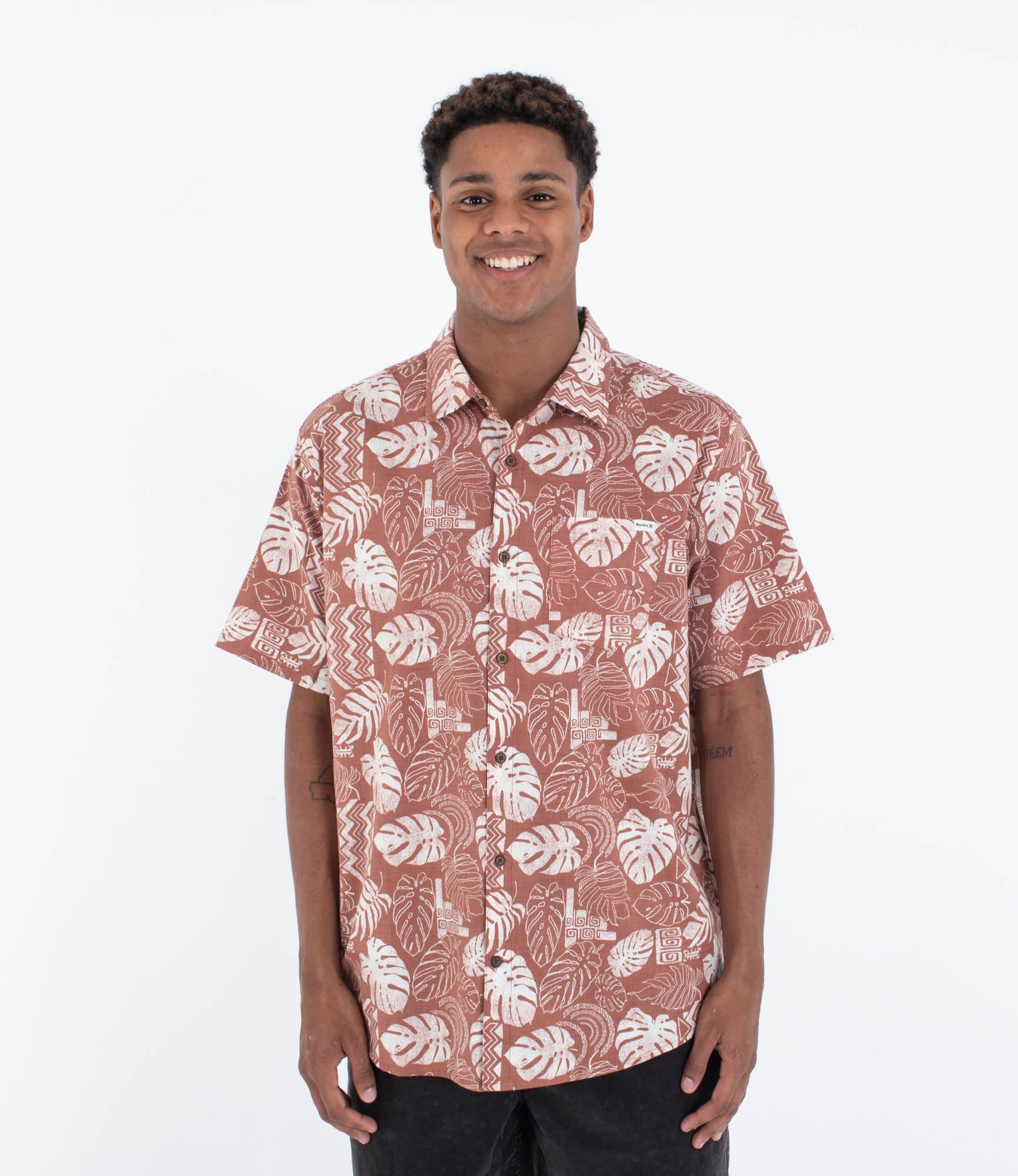 Hurley Mens OAO Lido Stretch Shirt, Martian Rust, XXL EU