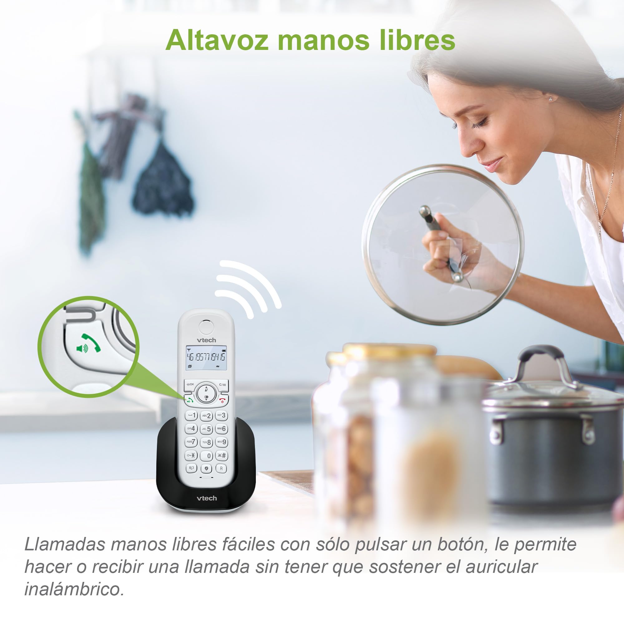 VTech CS1500 Bezprzewodowy telefon DECT, z podwójnym ładowaniem Telefon stacjonarny Słuchaj Extra Głośnomówiący Blokada dzwoniącego ID dzwoniącego Podświetlany ekran i klawiatura biały