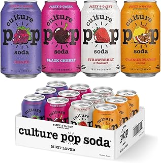 Culture Pop Soda, Most Loved Variety Pack, Probiotic Low Sugar Soda, Sparkling Juice Alternative, Non-GMO, Kosher, Gluten-Free, No Stevia (12pk)