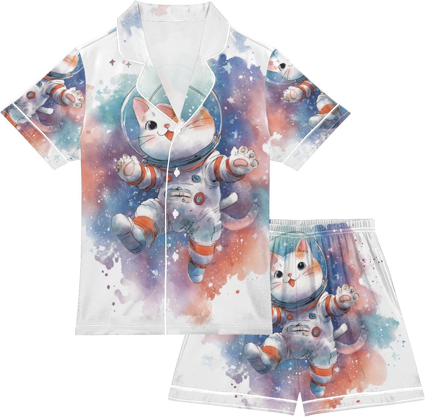Silk Pajamas Sets Soft Satin 2 Piece Pjs Set Short Sleeve Sleepwear Nightwear