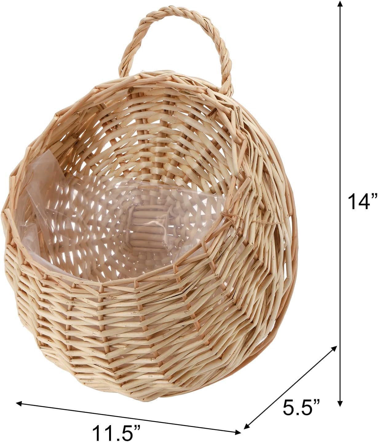2 Pack Hanging Wicker Wall Baskets, Hand-Woven Rattan Hanging Planter Baskets with Hooks, Boho Wall Mounted Flower Baskets for Indoor Plants, Outdoor Garden (𝐏𝐥𝐚𝐧𝐭 𝐍𝐨𝐭 𝐈𝐧𝐜𝐥𝐮𝐝𝐞𝐝)