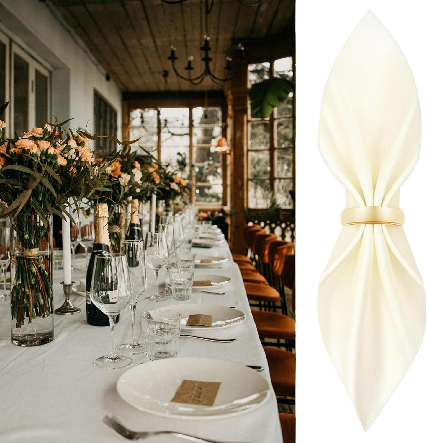 40 Pcs Gold Napkin Rings - Metal Napkin Ring(Semicircle) Stainless Steel Napkin Rings for Table Settings Wedding Christmas Party Dinner Table
