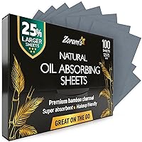 Vista 1 de Hojas de secado de aceite natural para cara con carbón de bambú, 25% más grandes, 1 unidad/100 hojas absorbentes de aceite aptas para maquillaje