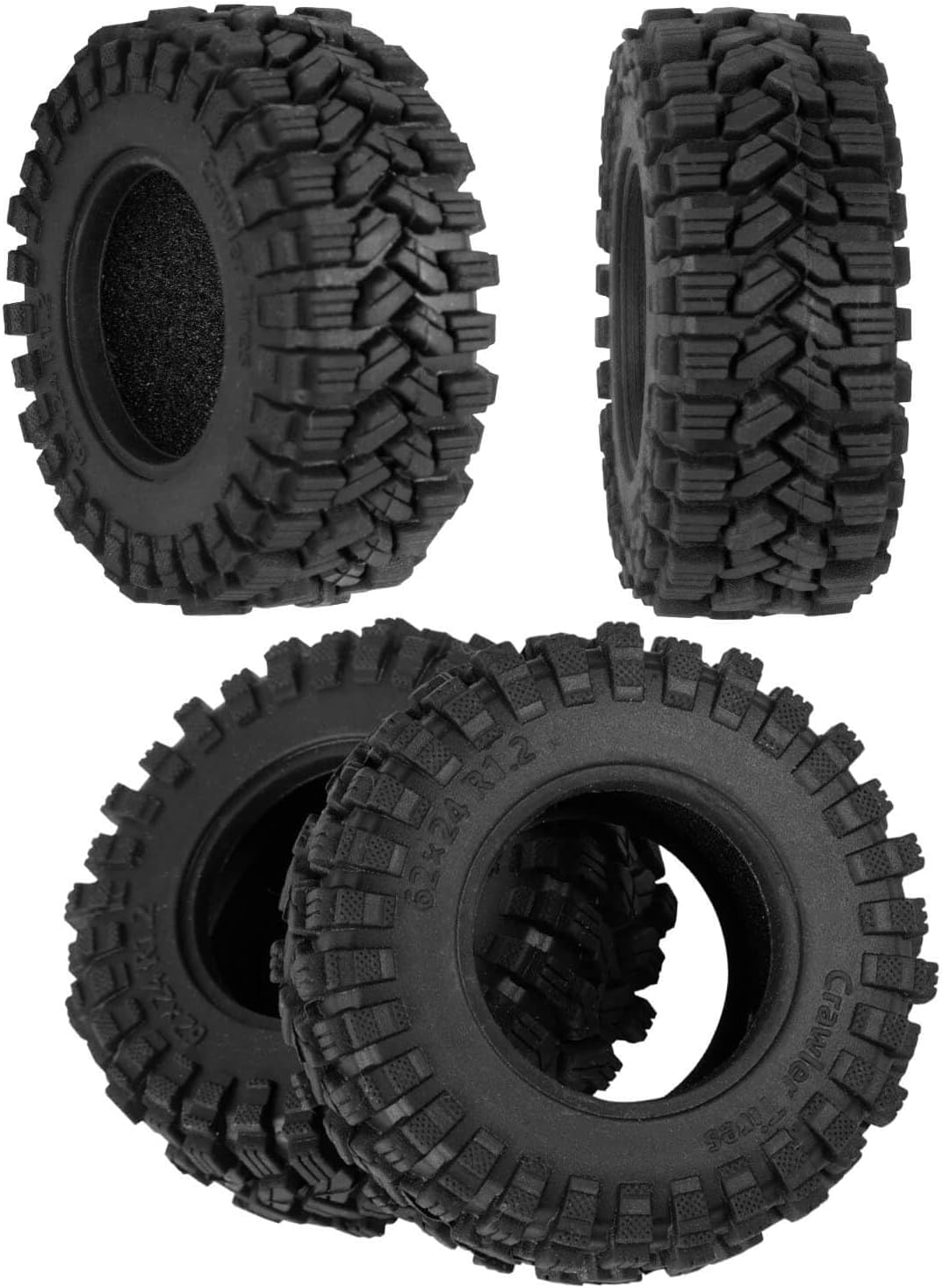 RC 1.2in Tires Rubber TiresFetal ski for 1/18 TRX4M;1/24 SCX24 FCX24 AX24 FCX18 RC Crawler Car,RC 1.2 Tires Soft Sticky Rubber Tires(Black-A)