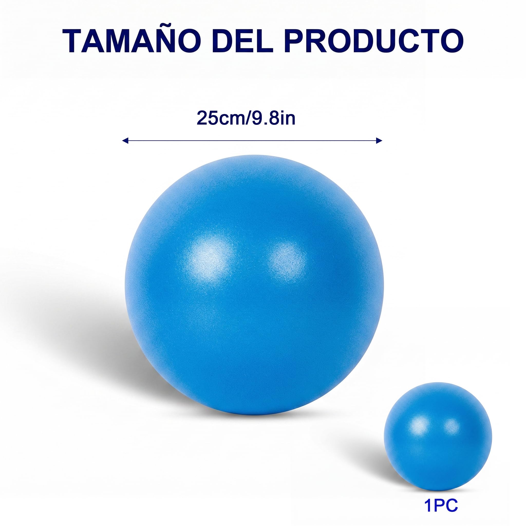 Pelota de Pilates pequeña 23/25 cm – Mini Pelota de Gimnasia Antideslizante y antiexplosión con válvula de inflado fácil. Ideal para Yoga, rehabilitación, Embarazo y Equilibrio en casa