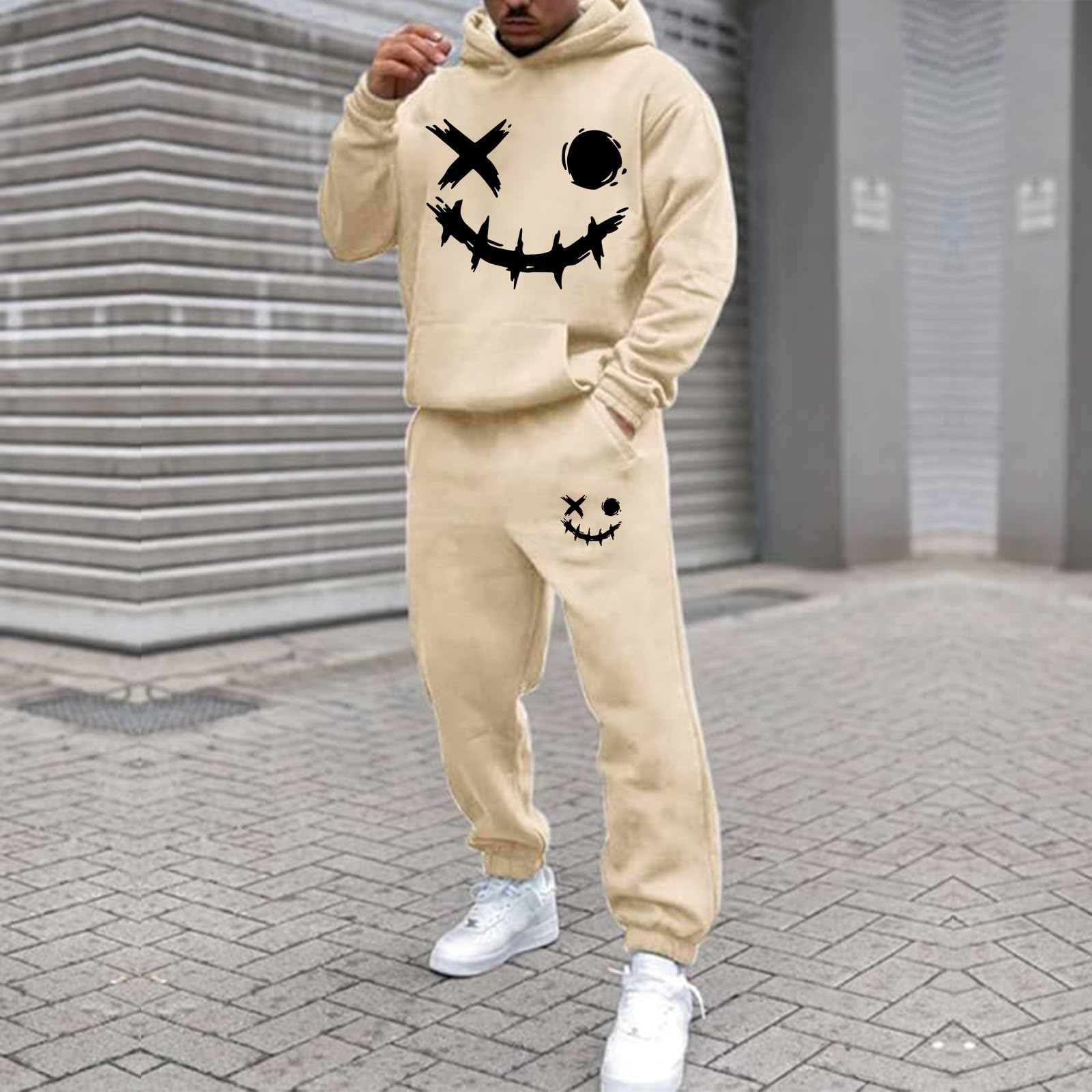 Trainingsanzug Set Herren Damen Horror Tracksuit 2 Teilig Y2k Hoodie und Sporthose Baggy Jogginganzug 2026 Hip Hop Streetwear Sport Freizeitanzug Atmungsaktiv Hausanzug Geschenk Papa Freund