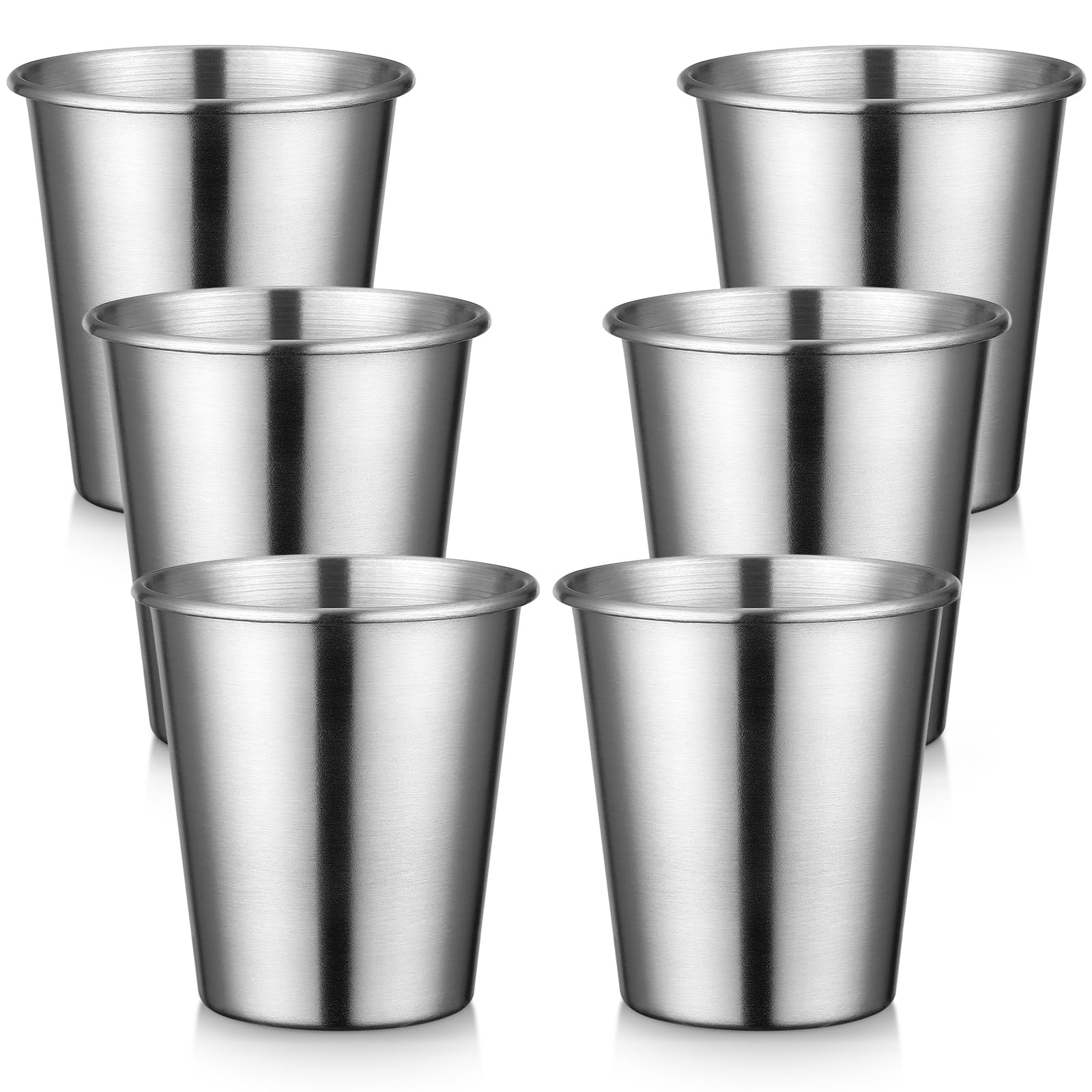Beasea Stainless Steel Pint Cups, 10 Oz 6 Pack Stackable Shatterproof Unbreakable Tumblers Metal Glasses For Home Restaurant Travelling Drinking Outdoors Reusable Steel Cups