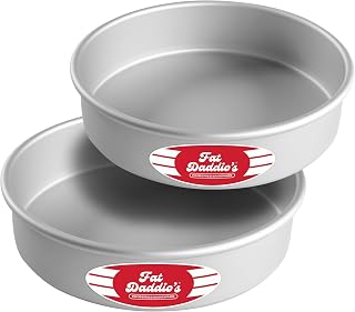 Fat Daddio's 8x2 Inch Anodized Aluminum Round Cake Pans, 2-Piece Set - Even Bake, Easy Release, Pro Grade