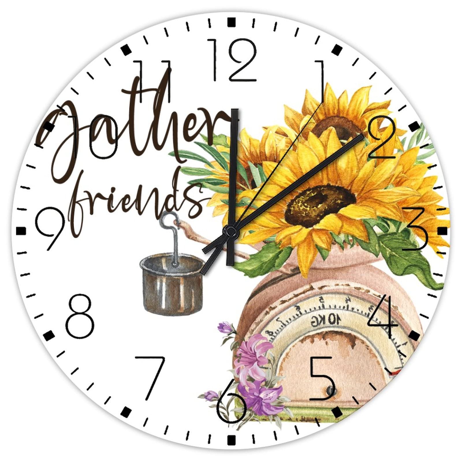 Horloge murale aquarelle florale en bois pour rassembler vos amis