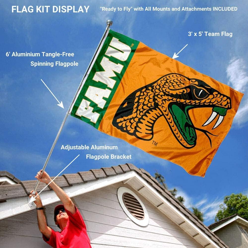 College Flags & Banners Co. Florida A&M 3x5 Flag and Pole Bracket Mount Bundle