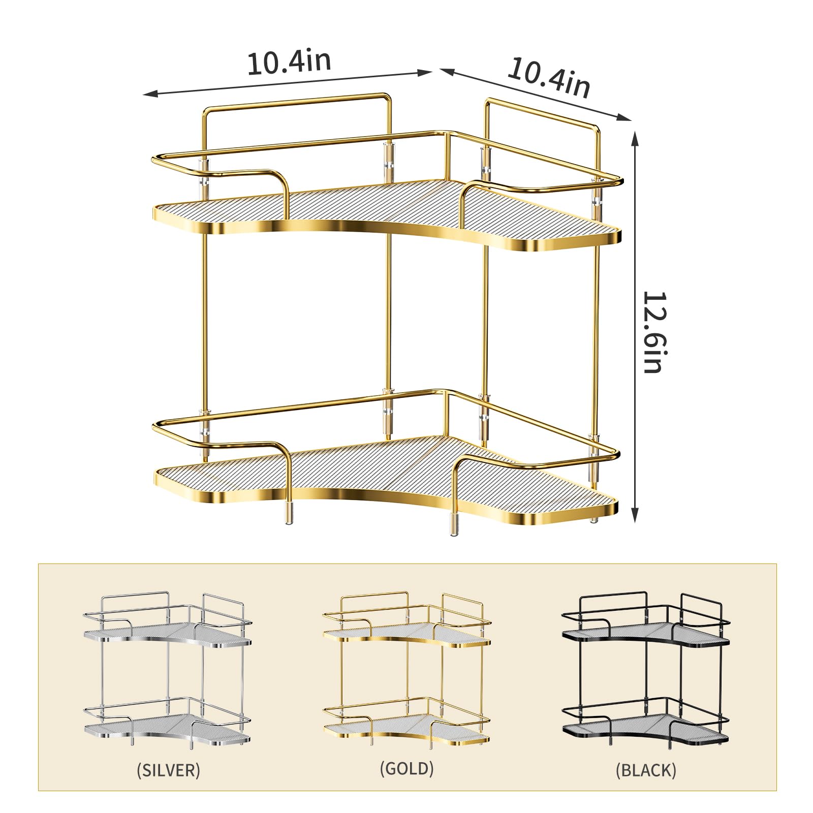 Seoneiro 2 Tier Corner Bathroom Counter Organizer, Cosmetic Skincare Organizer, Bathroom Countertop Perfume Tray Vanity Organizer, Kitchen Spice Corner Storage Shelf