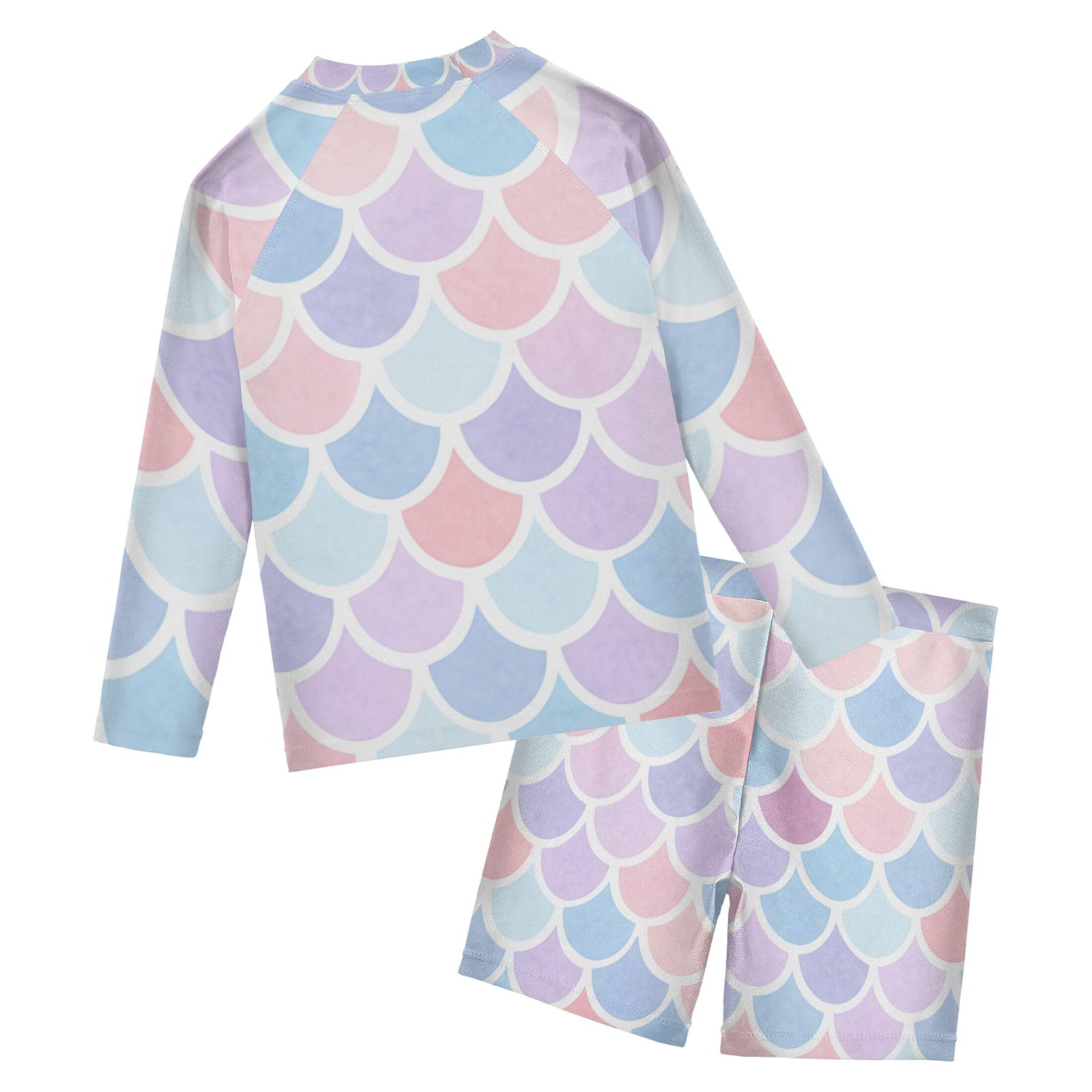 Pink Mermaid Scales Toddlers and Baby Boys' Swimsuit Trunk and Rashguard Set B0405121