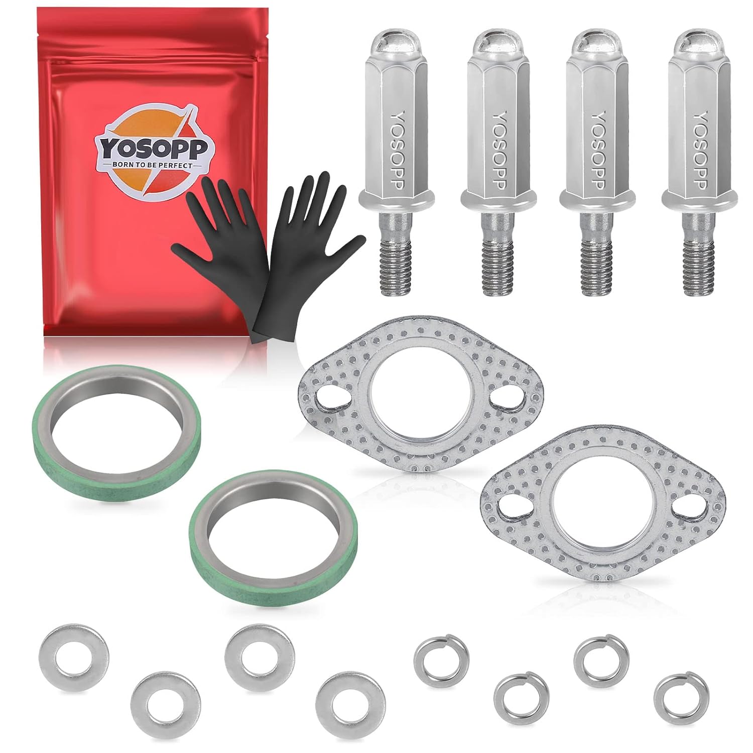 YOSOPP GY6 Exhaust Bolt Nuts Gasket 2pcs Scooters ATVs
