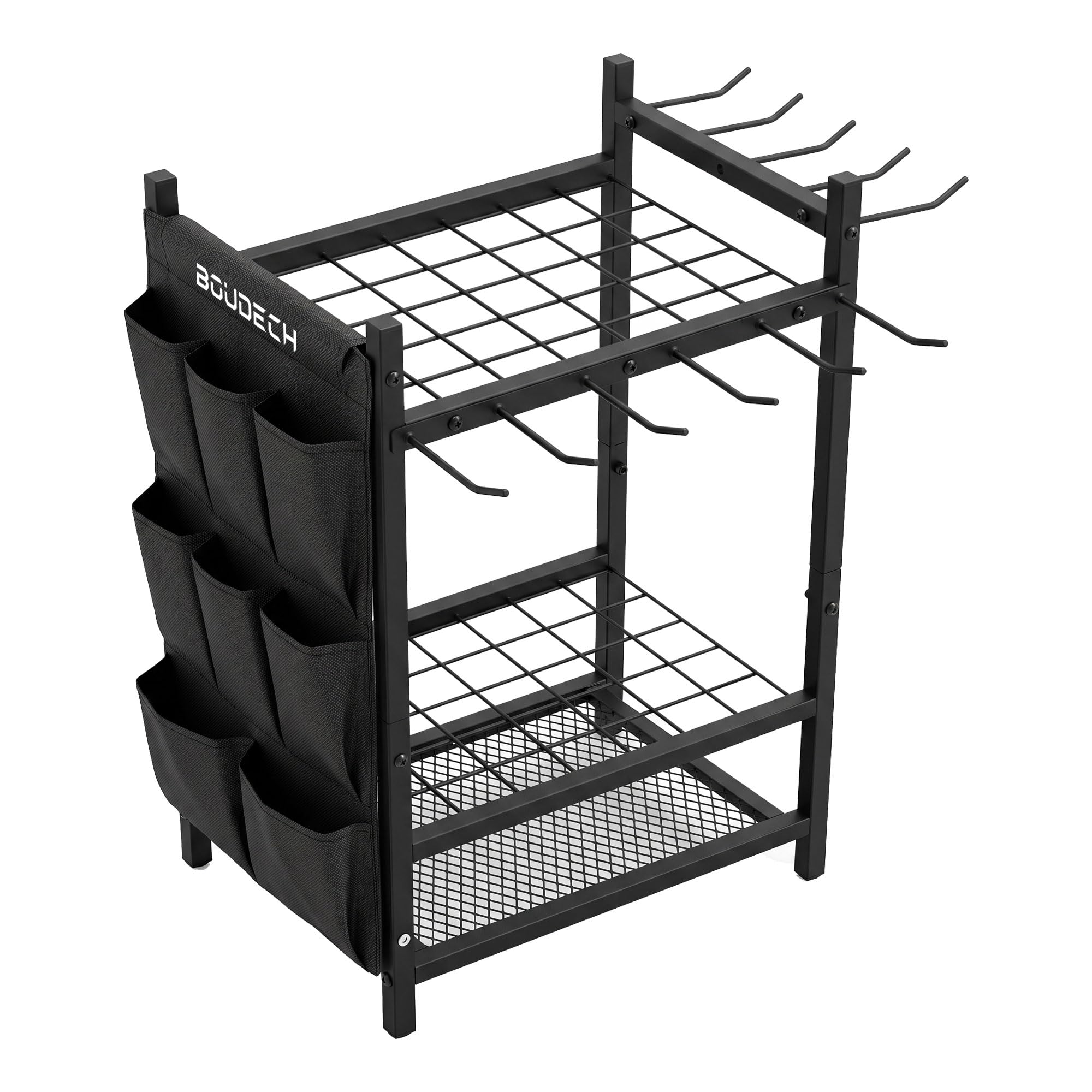 BOUDECH® Kraken – Estante portaherramientas 44 x 75 x 32 cm Carro para herramientas de jardín de metal negro