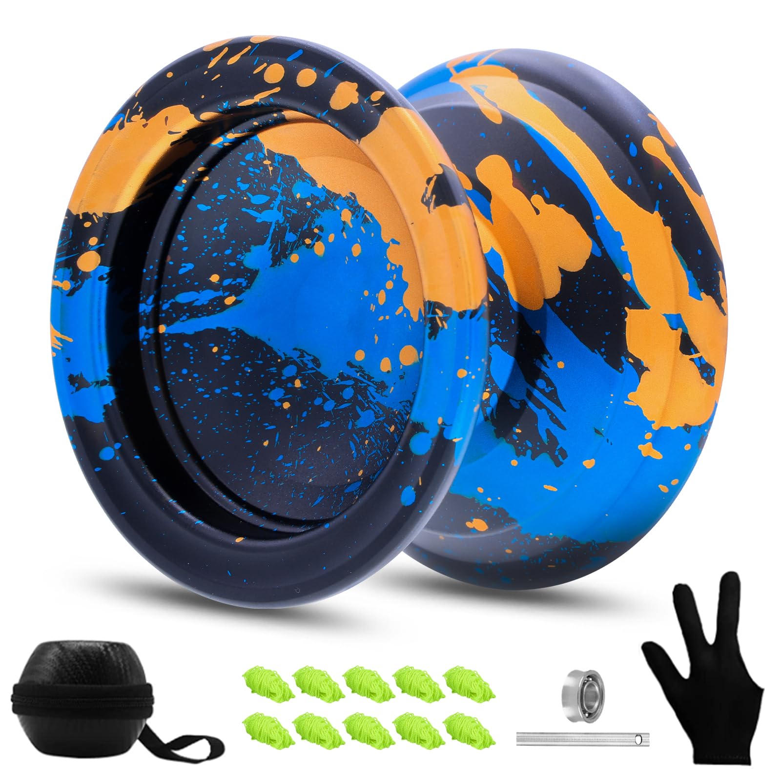 FETESNICE Yoyo Professional, Metal Yoyo for Kids Adults Unresponsive Yoyos (Black Green Orange), Black, Green, Orange