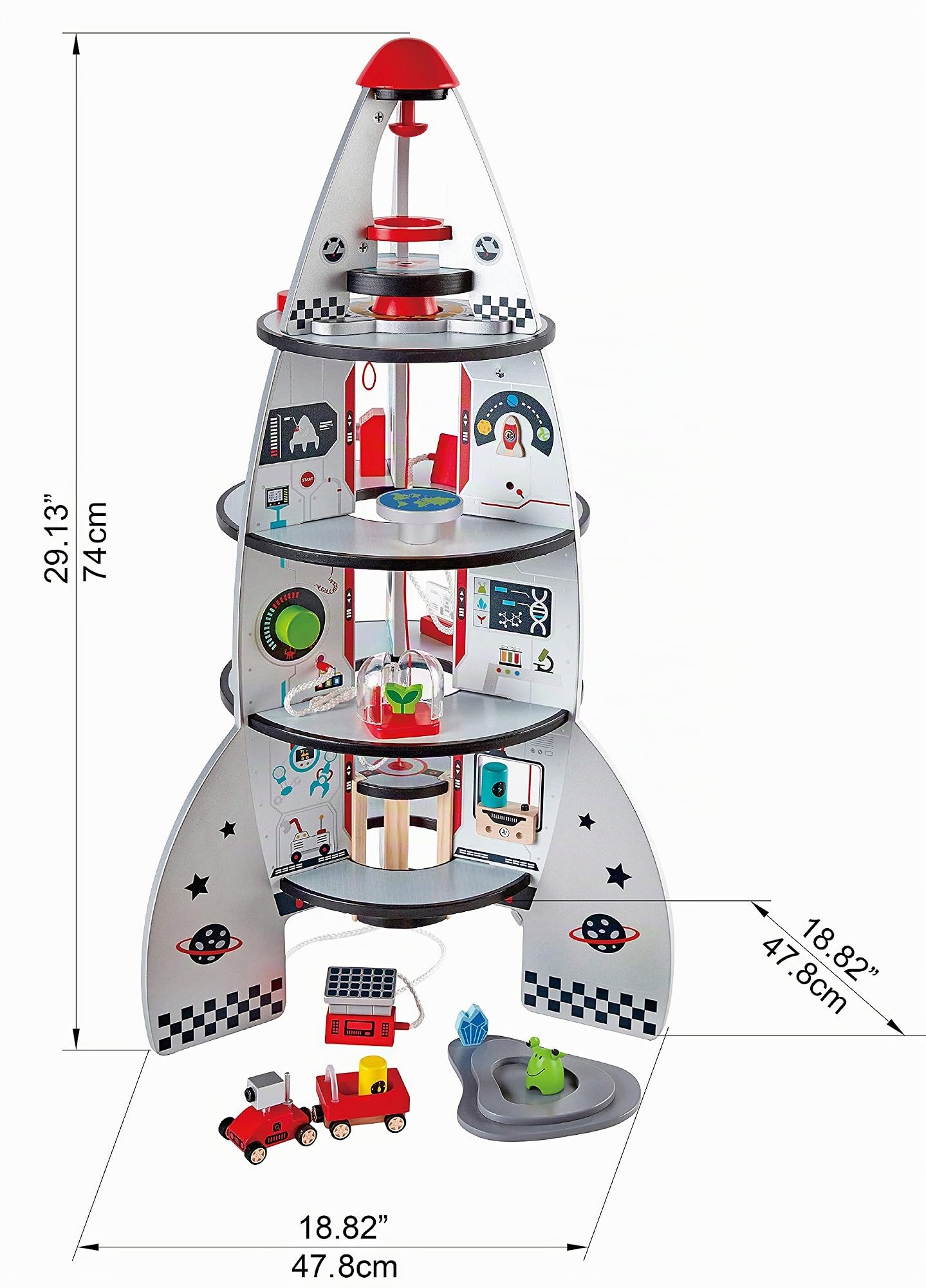 Hape Cohete Espacial de Cuatro Pisos | Nave Espacial de Juguete de Madera, 3Y+