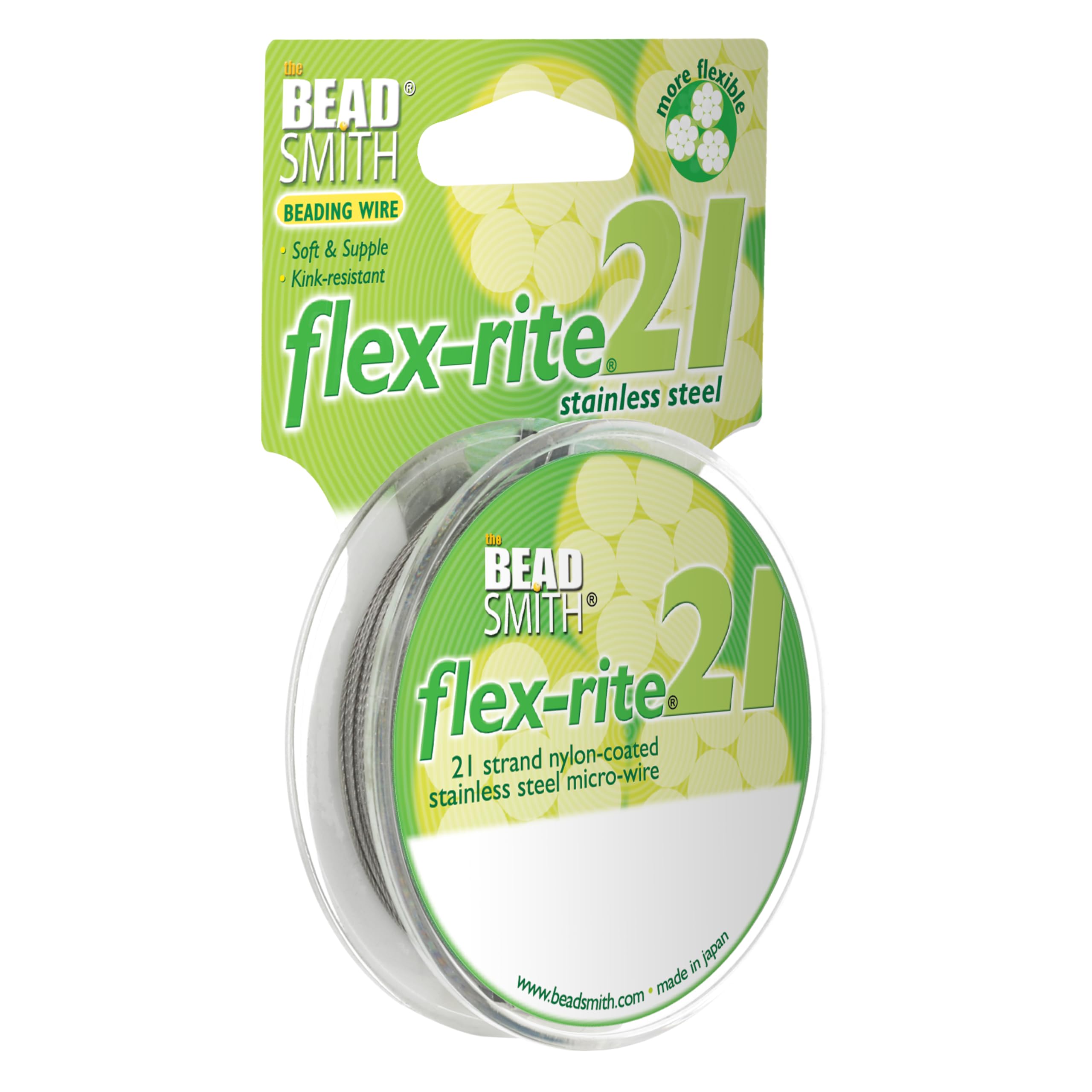 The Beadsmith Flex-Rite Beading Wire - 21-Strand Nylon-Coated Stainless-Steel Wire, 0.018" (0.45 mm) Dia, Clear, 30 ft Spool, Durable Necklace & Bracelet String, for Jewelry Making Supplies
