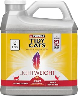 Purina Tidy Cats Lightweight 24/7 Performance Multi-Cat Clumping Litter - 99.9% Dust-Free, 21-Day Odor Control, 6 lb Jug