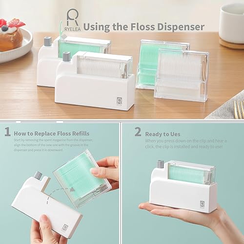Miniatura 10 de Ryelea Dispensador de hilo dental, dispensador de hilo dental para almacenamiento sellado para una limpieza dental más higiénica, con 40 unidades de