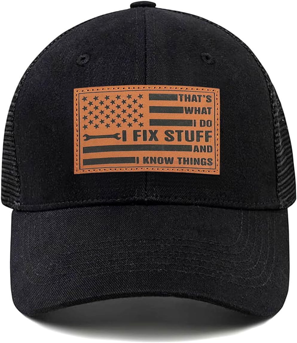 That's What I Do I Fix Stuff and I Know Things Hats for Men,Baseball Cap Gifts for Dad/Husband/Grandpa,Mesh Trucker Hat