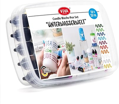 Viva Decor 10-Piece Wax Pen Set Underwater World - Brilliant Candle Painting for Creative Decorations and DIY Projects