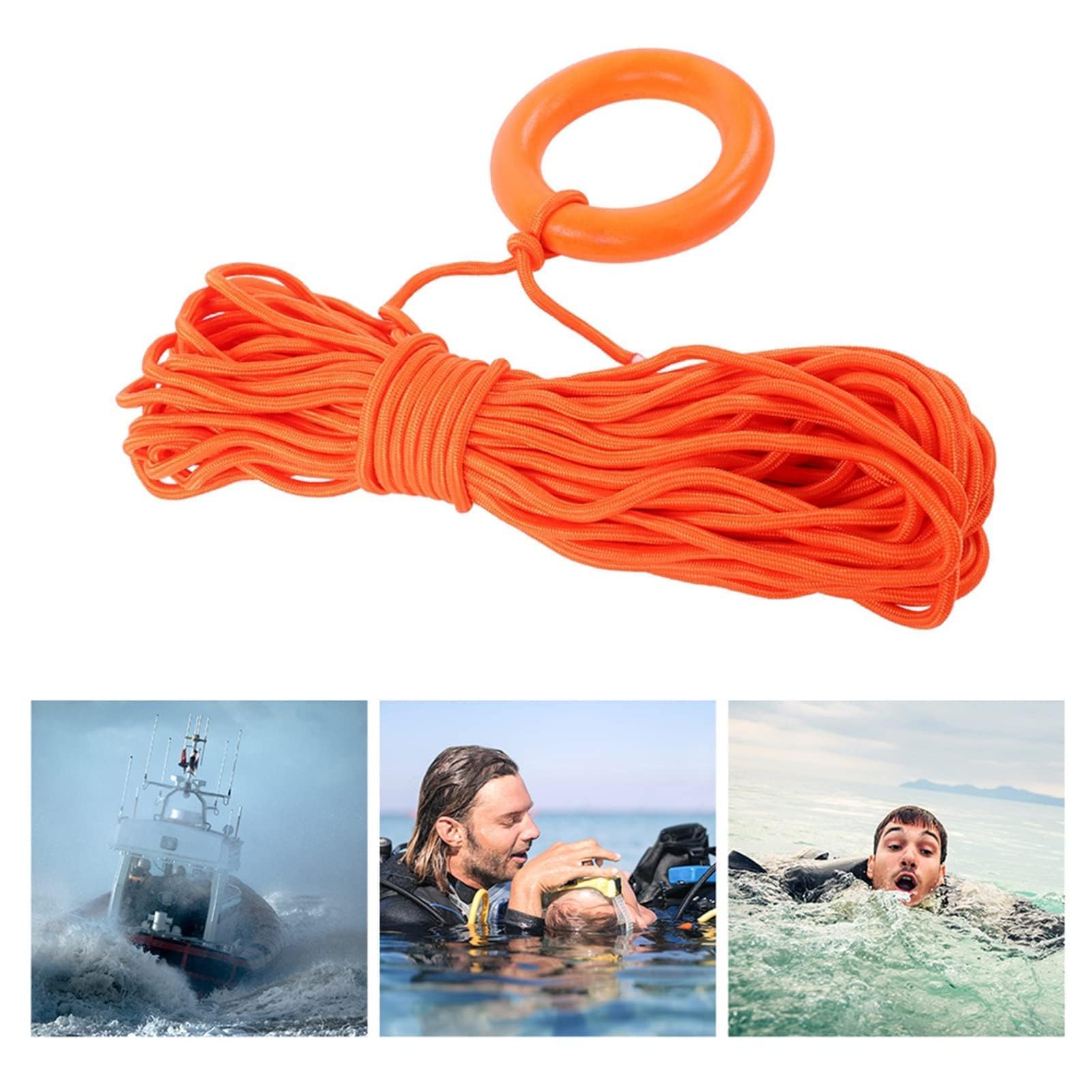 30 m/98,4 Zoll lebensrettendes Seil, 8 mm/0,3 Zoll Durchmesser Schwimmendes lebensrettendes Seil Outdoor-Wurfseil Rettung Rettungsschwimmer Rettungsleine für Große Schwimmbäder, Strände, Yachten