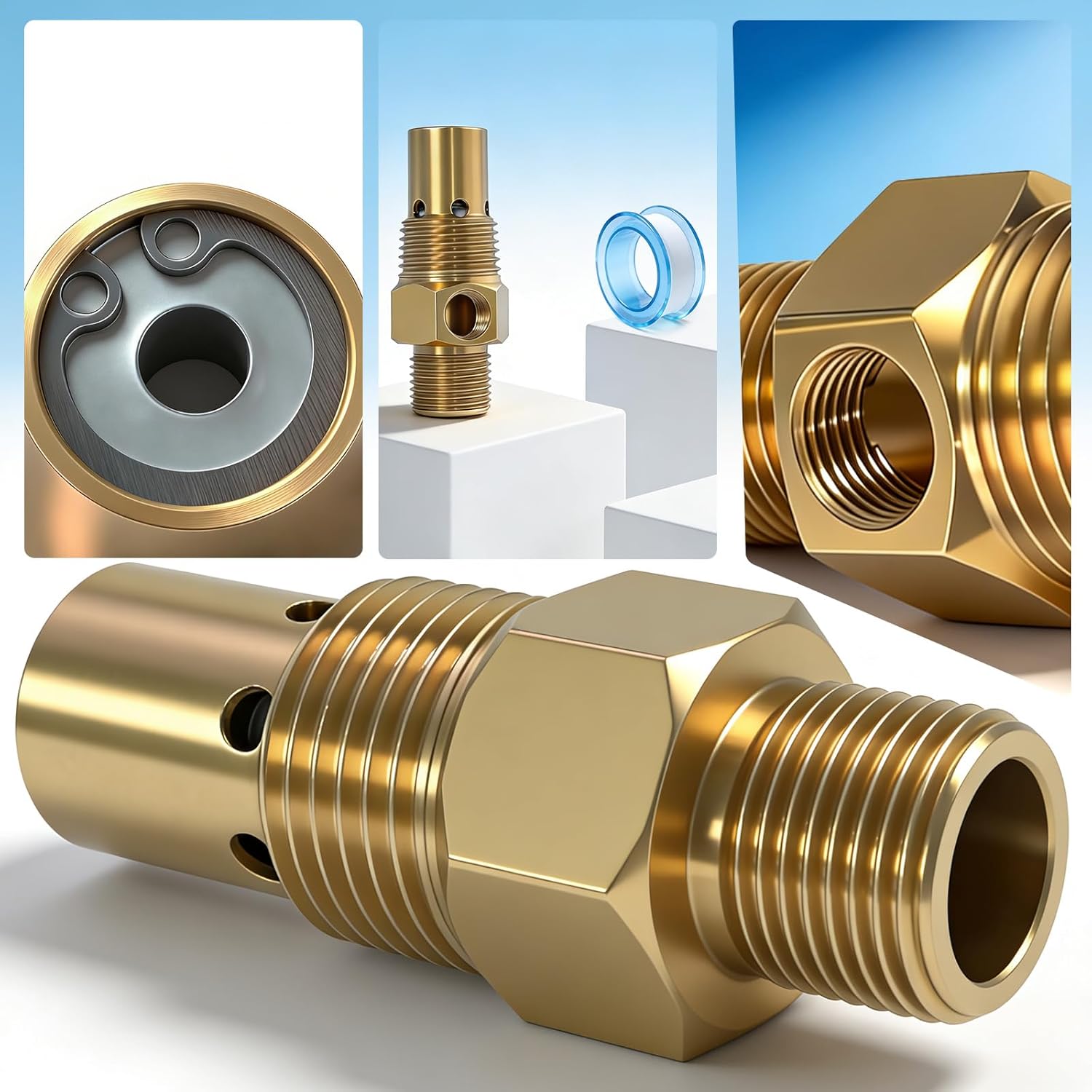 CV221513AV Air Compressor Check Valve Compatible with Campbell Hausfeld 1/2-inch NPT Male Threaded Air Tank x 3/8-inch Compressed Air Hose 1/8-inch NPT Unloader Replace One-way