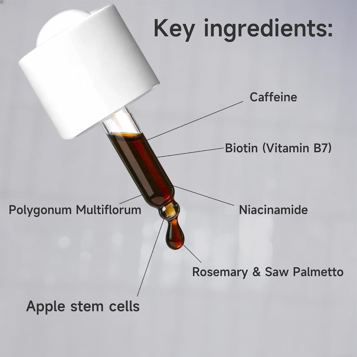 Scalp Serum with Apple Stem Cell, Caffeine, Biotin, Niacinamide & Polygonum Multiflorum | Light Scalp Treatment Infused with Ginseng, Rosemary, Saw Palmetto | Scalp Care for All Hair Types, 1 Fl Oz
