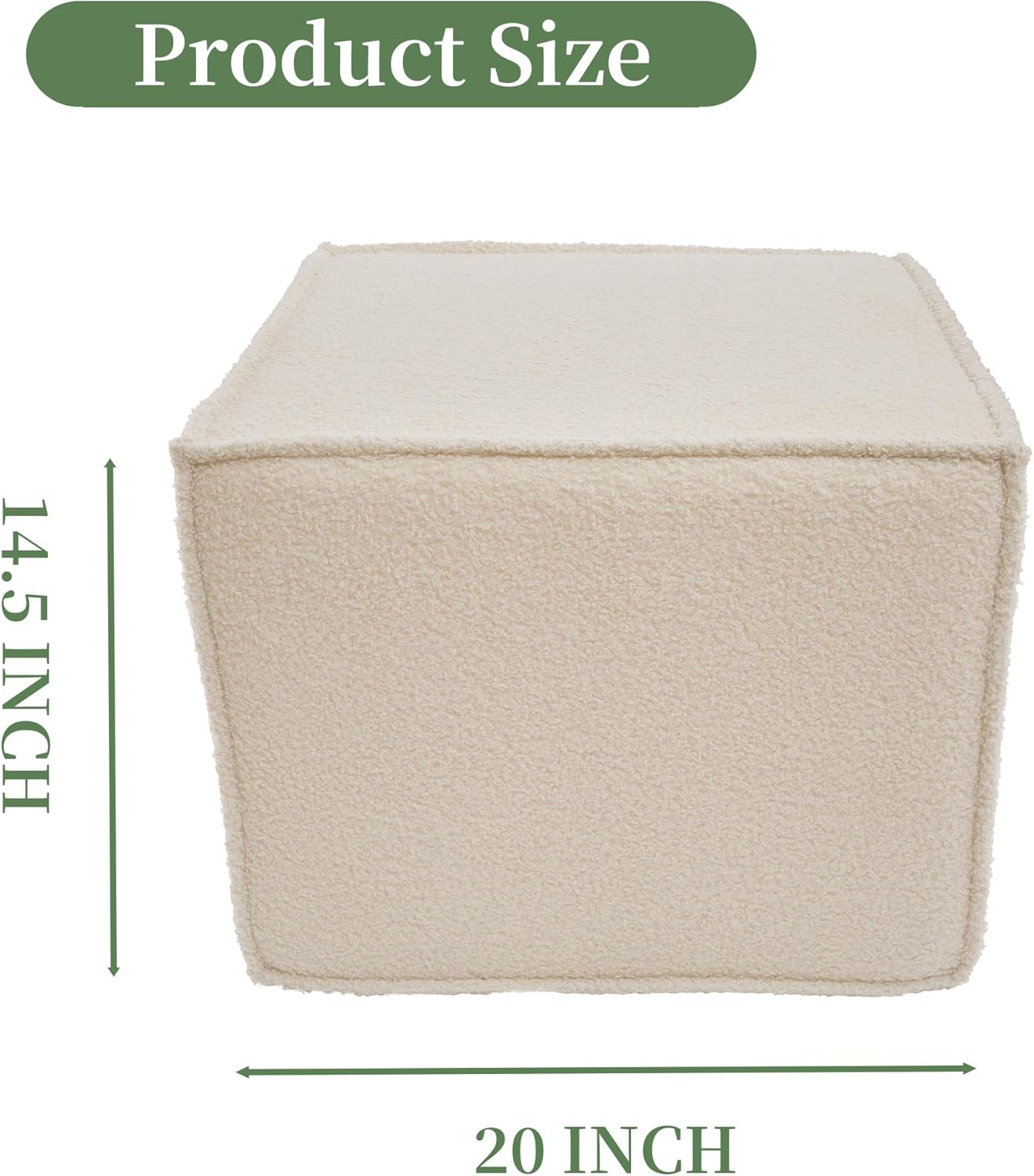Square Ottoman Foot Rest,Small Pouf for Couch,Coffee Table - Boucle Upholstered Foot Stools Applicable to Living Room & Bedroom & Dorm - Compressed Poufs,Beige