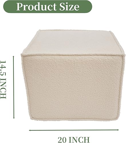 Miniatura 2 de Reposapiés otomano cuadrado, puf pequeño para sofá, mesa de café, taburetes tapizados Boucle aplicables a la sala de estar, dormitorio y dormitorio,