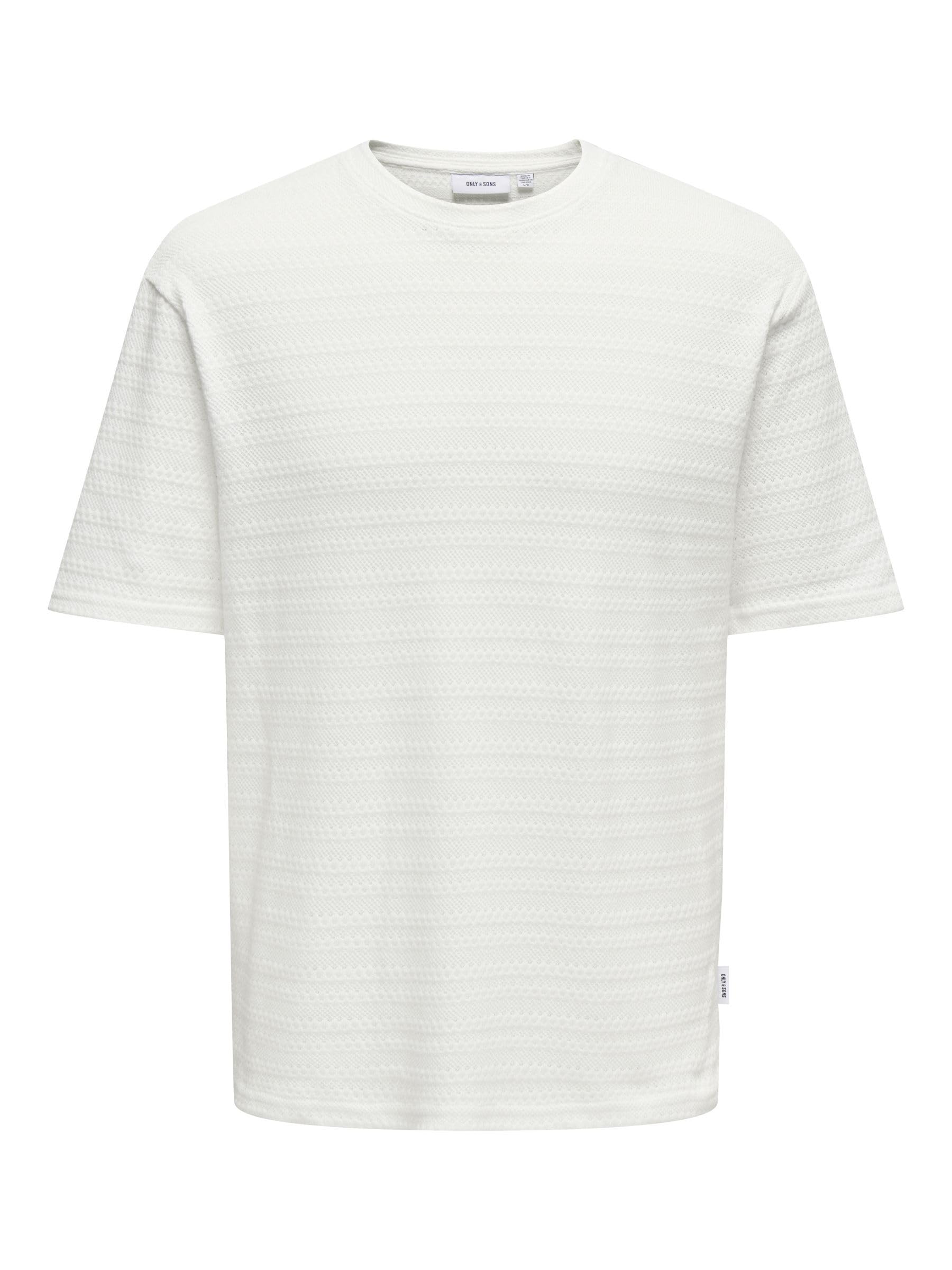 ONLY & SONS ONSGIVO REG 12 SS Crew Knit Noos, Cloud Dancer, L